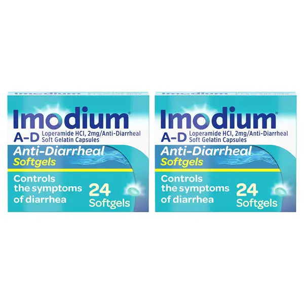 2 Pack - Imodium A-D Fast-Acting Anti-Diarrheal Softgels 24 Count Each Imodium